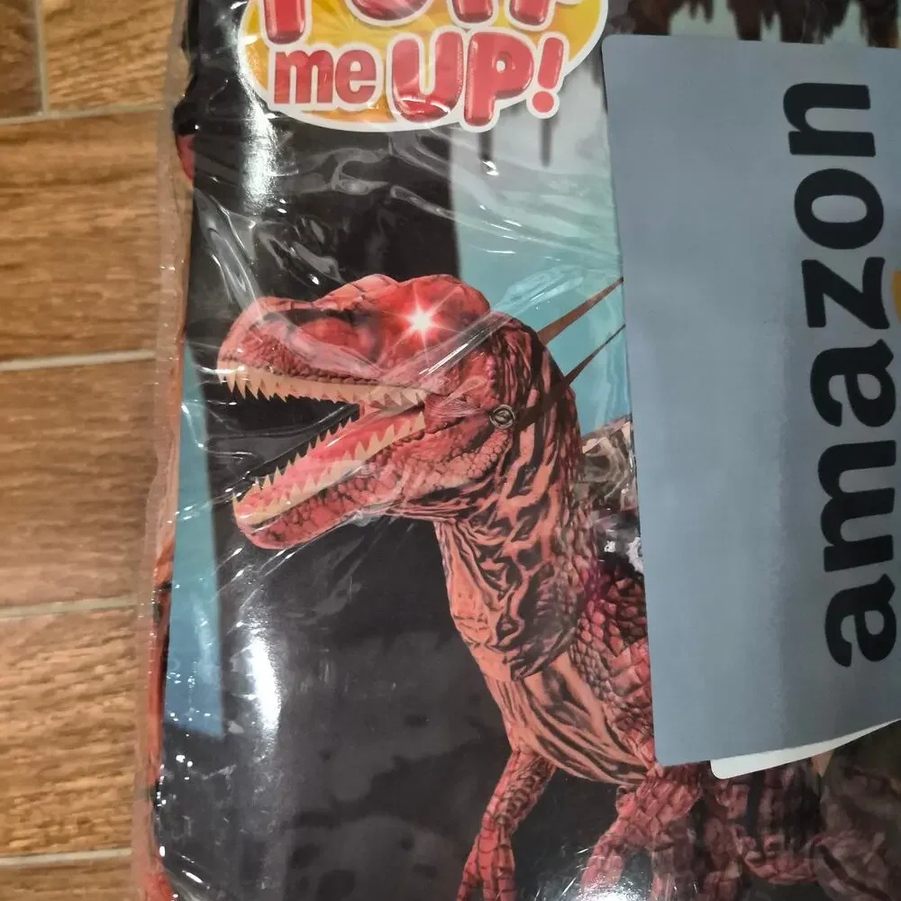 Halloween Costume Inflatable Dinosaur Costume Kid Riding Raptor Air Blow 7-10 YR